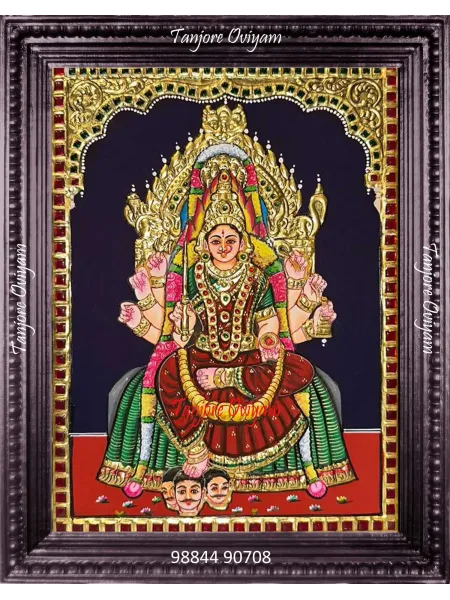 Samayapuram Mariamman Tanjore Painting Red Saree